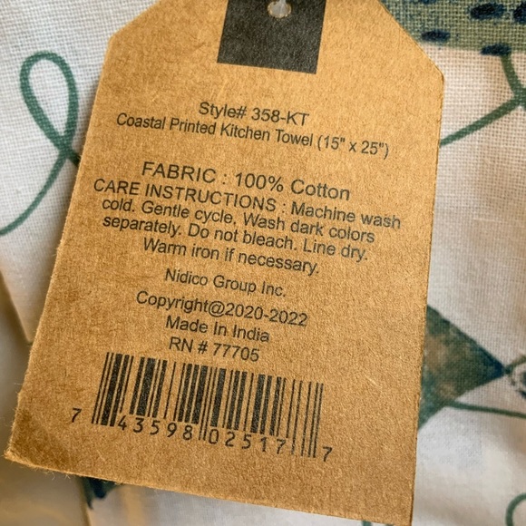 Mabelle Coastal Printed Kitchen Cotton Towels Nautical Beach Blue White 2 Pieces - Picture 6 of 16